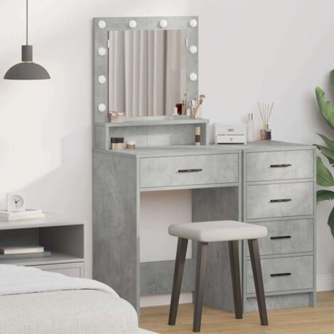 vidaXL Tavolo da Toeletta con cassetto Grigio cemento 50 x 41 x 135 cm