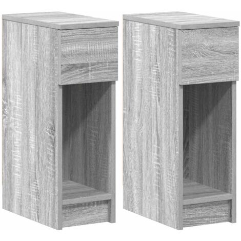 vidaXL Comodini con Cassetto 2 pz Grigio Sonoma 20x36x60 cm