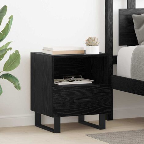 vidaXL Armadio da Notte con cassetto Rovere Nero 40 x 35 x 47,5 (1/5)