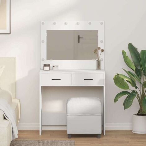 vidaXL Tavolo da trucco Bianco 78.5 x 41 x 135 cm Legno multistrato