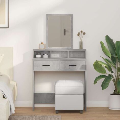 vidaXL Tavolo da Trucco con cassetto Grigio cemento 79 x 41 x 140 cm