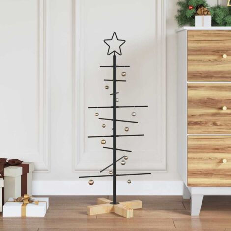 Albero di Natale in metallo con supporto Nero 90 cm vidaXL