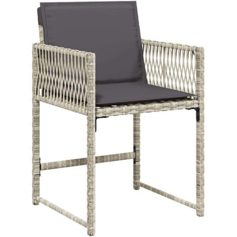 vidaXL Sedie da Giardino con Cuscini 4 pz Grigio Chiaro in Polyrattan