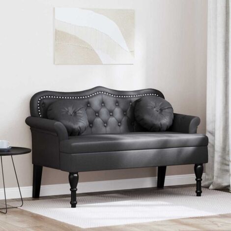 vidaXL Panca Chesterfield Nero 120,5 x 65 x 75 cm Pelle Sintetica