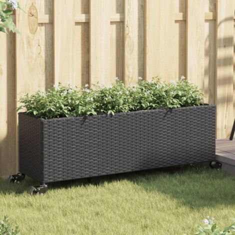 vidaXL Fioriera con Ruote e 3 Vasi Nera 107x32x38 cm in (1/5)