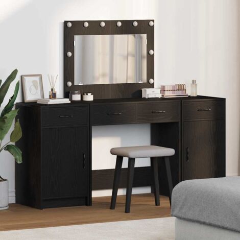 vidaXL Tavolo da Trucco 3 pcs Nero 40 x 41 x 75 cm Legno multistrato