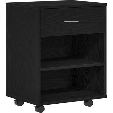 vidaXL Armadio con ruota Rovere Nero 46 x 36 x 59 cm Legno multistrato