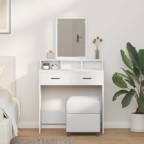 vidaXL Tavolo da Trucco Bianco 79 x 41 x 140 cm Legno multistrato
