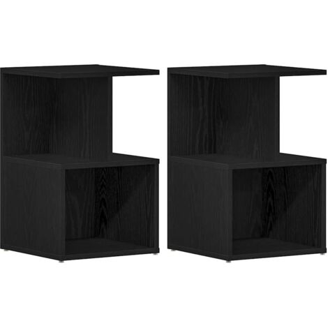 vidaXL Armadio da Notte 2 pcs Rovere Nero 35 x 35 x 55 cm