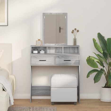 vidaXL Tavolo da Trucco con cassetto Grigio Sonoma 79 x 41 x 140 cm
