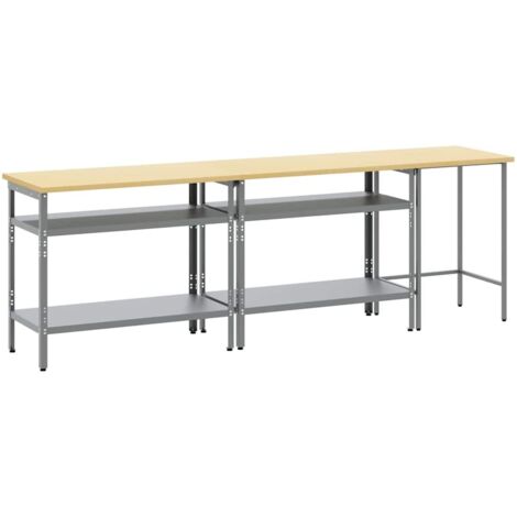 Set banco da lavoro con lo scaffale 3 pcs Grigio Acciaio vidaXL