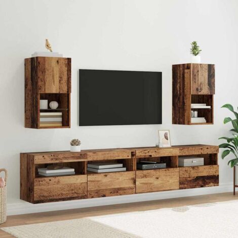 vidaXL Mobiletti TV a parete 2 pcs Legno vecchio 30,5 x 30 x 60