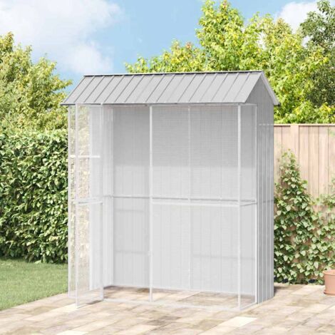 vidaXL Gabbia per uccelli Grigio 215 x 110 x 247 cm Acciaio zincato