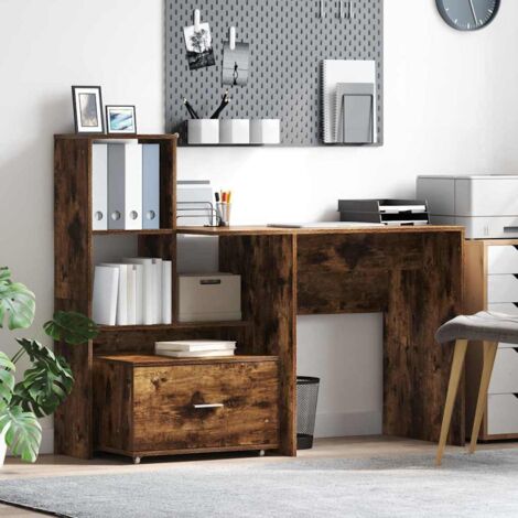 vidaXL Scrivania Rovere fumo 131.5 x 50 x 106.5 cm Legno multistrato
