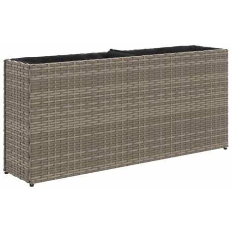 Fioriera da Giardino con 2 Vasi Grigia 90x20x40cm in Polyrattan vidaXL