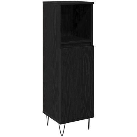 vidaXL Mobile da Bagno Rovere Nero 30 x 30 x 100 cm Legno (1/5)