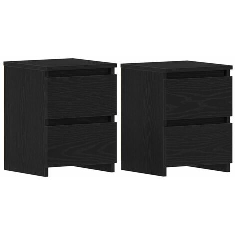 vidaXL Armadio da Notte con cassetto 2 pcs Rovere nero 30 x 30 x 40 cm