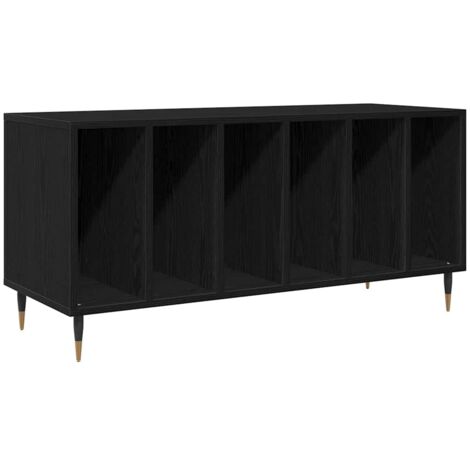 vidaXL Mobile porta vinili Rovere Nero 100 x 38 x 48 cm