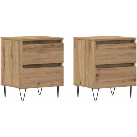 vidaXL Armadio da Notte 2 pcs rovere artigianale 40 x 35 x 50 cm
