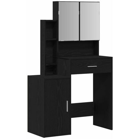 vidaXL Tavolo da trucco Rovere nero 80 x 35 x 132 cm Legno multistrato