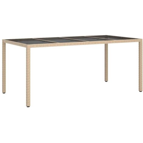 vidaXL Tavolo da Pranzo da Giardino Beige 190 x 90 x 75 cm Poly Rattan