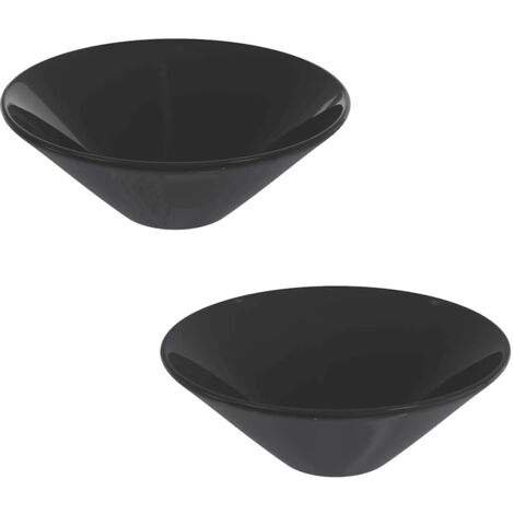 vidaXL Lavandini 2 pz Nero Lucido Ø42x14 cm in Ceramica