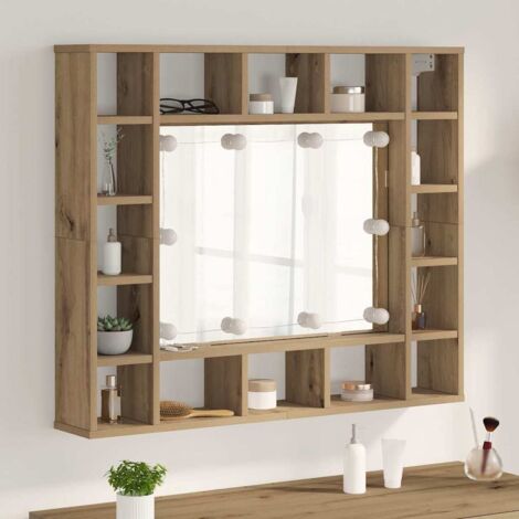 vidaXL Mobiletto per specchio rovere artigianale 91 x 15 x 76.5 cm (1/5)