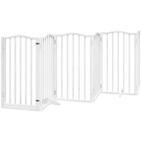 vidaXL Cancello Cani Porta Pieghevole Bianco 6 Pannelli 300 cm Pioppo