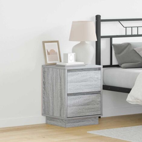 vidaXL Armadio da Notte con cassetto 2 pcs Grigio 39 x 34.5 x 50 cm