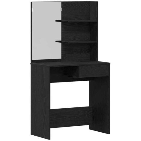 vidaXL Tavolo da Trucco con cassetto Rovere nero 74.5 x 40 x 141 cm