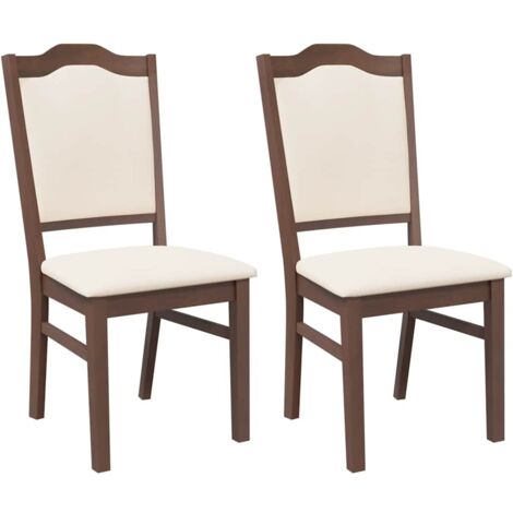 vidaXL Sedie da Pranzo con Cuscini 2pz Marrone Legno Massello di (1/5)
