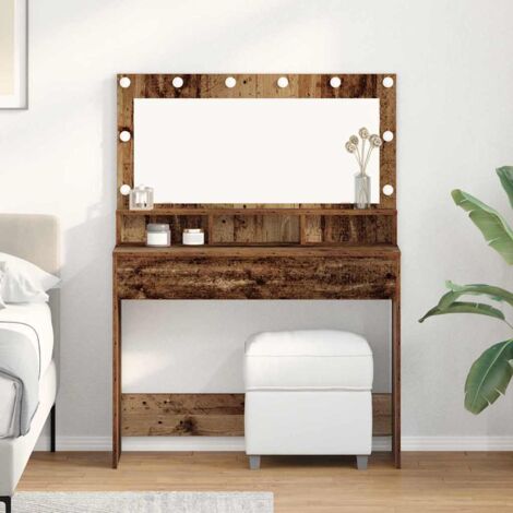 vidaXL Tavolo da Trucco con specchio Legno vecchio 100 x 41 x 135 cm
