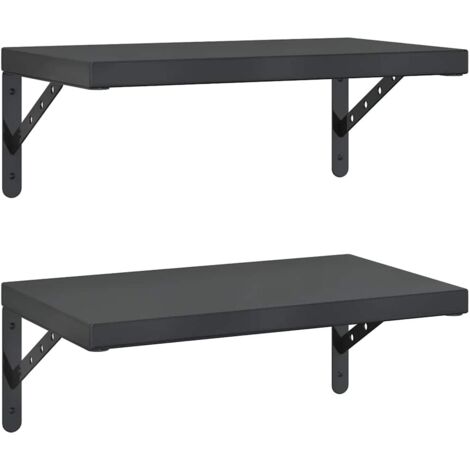 vidaXL Mensole a Muro 2 pz 50x30 cm Nero in Acciaio Inossidabile