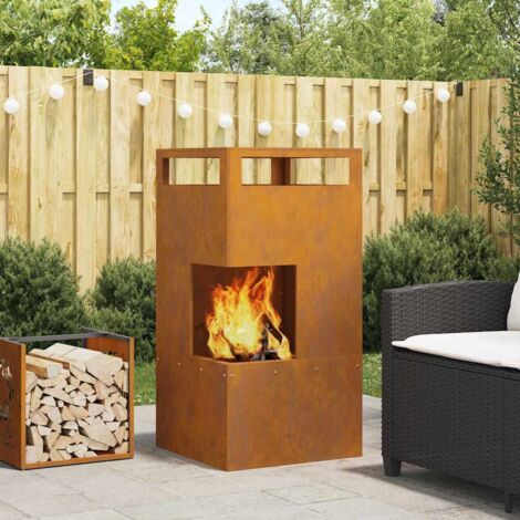 vidaXL Focolare Marrone 50 x 50 x 100 cm Acciaio