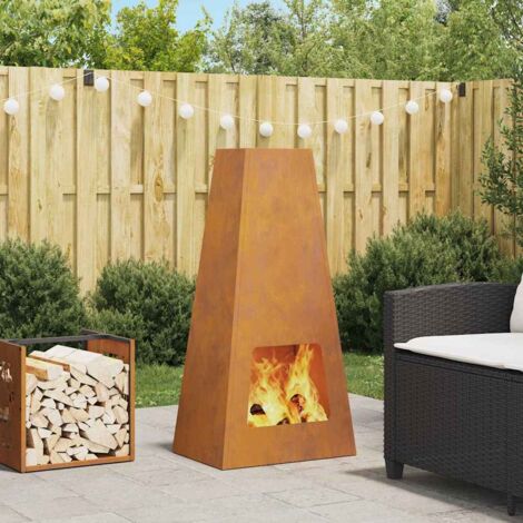 vidaXL Focolare Marrone 50 x 35 x 100 cm acciaio corten