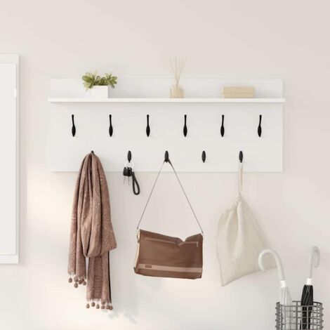 vidaXL Appendiabiti a muro con lo scaffale Bianco Legno multistrato