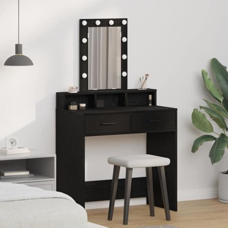 vidaXL Tavolo da Trucco Nero 79 x 41 x 140 cm Legno multistrato