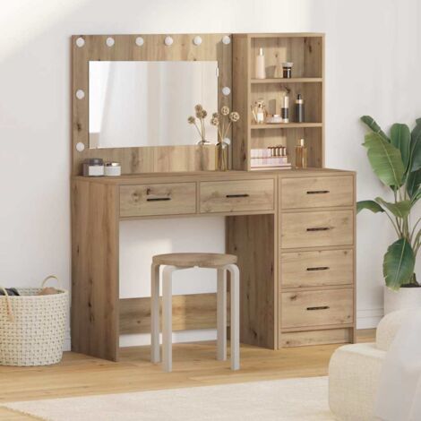 vidaXL Tavolo da Trucco Marrone 78.5 x 41 x 135 cm Legno multistrato