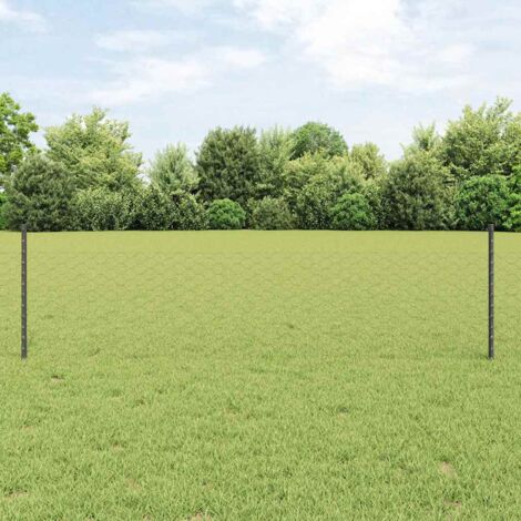 vidaXL Recinzione con pali. Grigio 0.5 x 25 m Acciaio