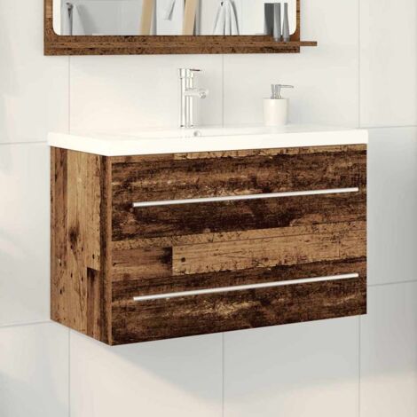 vidaXL Armadio sottolavello 2 pcs Legno vecchio Legno multistrato