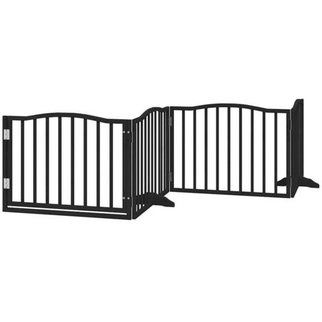 vidaXL Cancelletto per cani con porta pieghevole 4 pannelli nero 320 cm in legno di pioppo