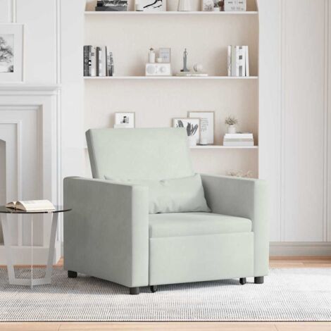 vidaXL Divano Letto Singolo Grigio chiaro 90 x 165 x 87 cm Velluto (1/5)
