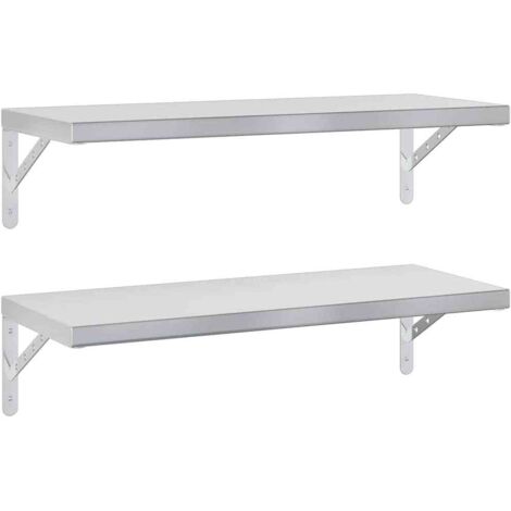 Mensole a Muro 2 pz 75x30 cm Argento in Acciaio Inossidabile vidaXL