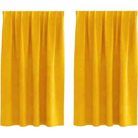Tende con tende 2 pcs giallo senape 140 x 140 cm Velluto vidaXL