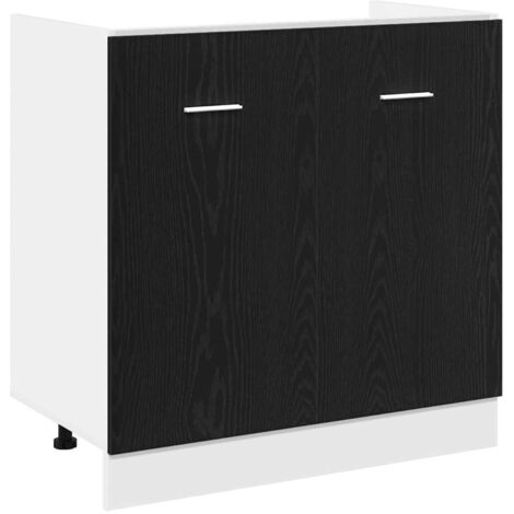 vidaXL Mobile Sotto Lavello Rovere Nero 80x46x81,5 cm Legno