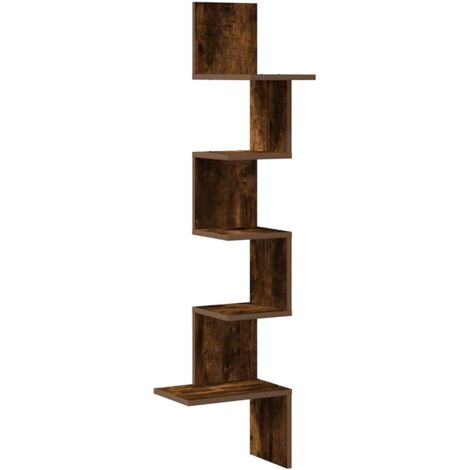 vidaXL Scaffale Angolare a Muro Rovere Fumo 32x32x127,5 cm Truciolato