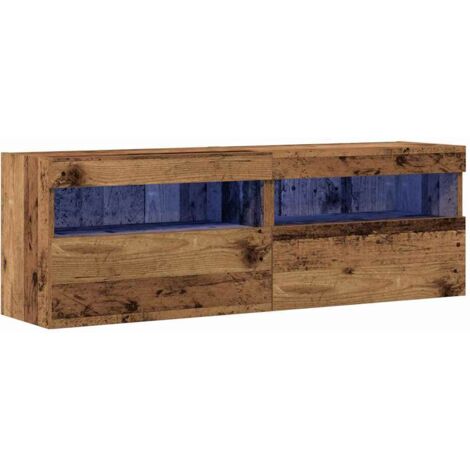 vidaXL Mobile TV da parete 2 pcs Legno vecchio 60 x 30 x 40 cm