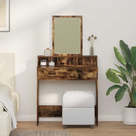 vidaXL Tavolo da Trucco Rovere fumo 79 x 41 x 140 cm Legno multistrato