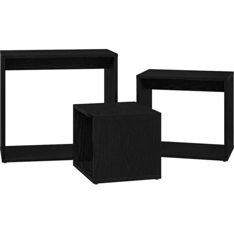 vidaXL Tavolo Nesting 3 pcs Rovere Nero Legno multistrato