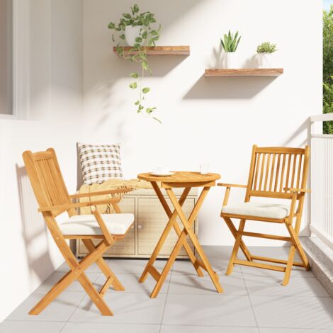 vidaXL Sedia pieghevole con cuscino 2 pcs Bianco 49 x 57.5 x 92cm